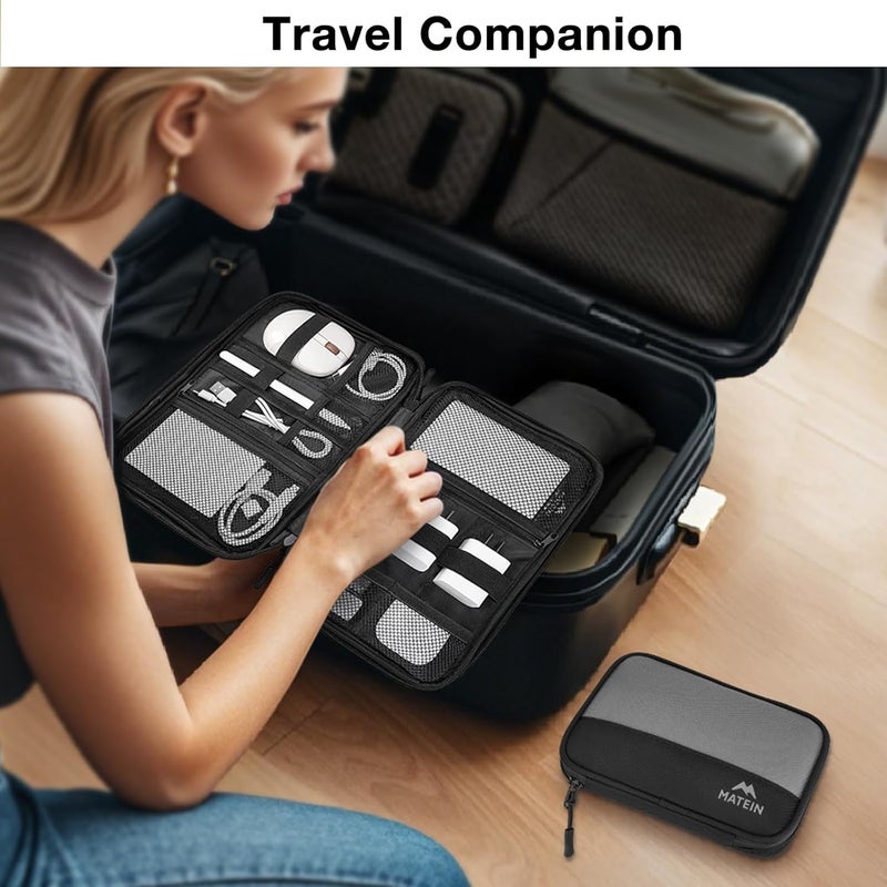 MATEIN Cord Organizer Travel Case 2 Pack, Water Resistant Tech Organizer Pouch for Small Electronic Accessories, Portable Electronics Case Carrying Bag for Cable, Changer, Earphone & Power Bank - Image 3